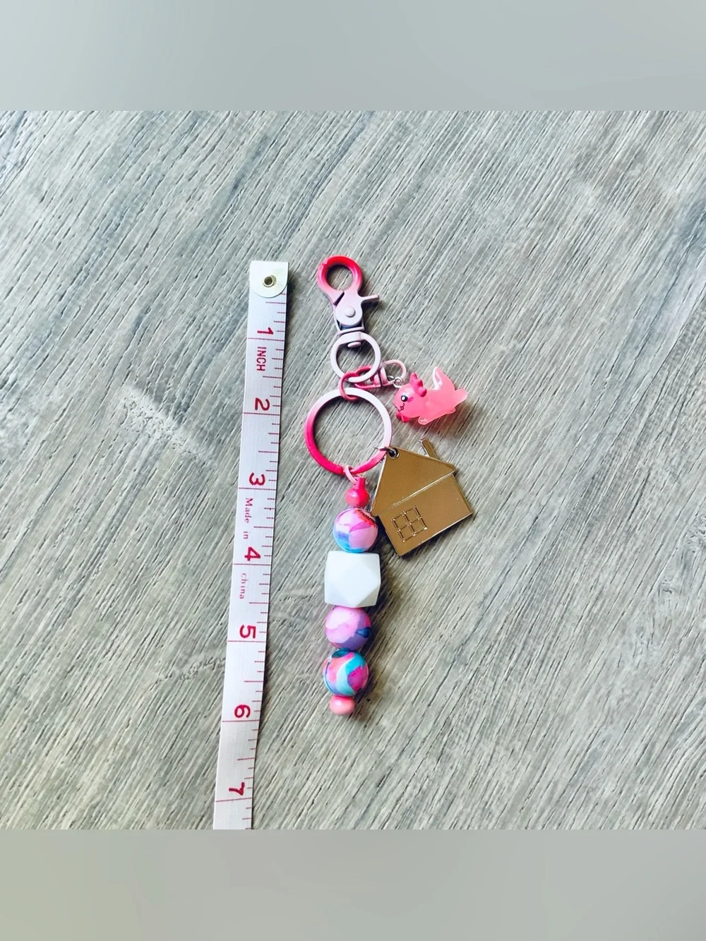NEW📚Homemade Crafted Beaded Keychain w/ House Charm OS